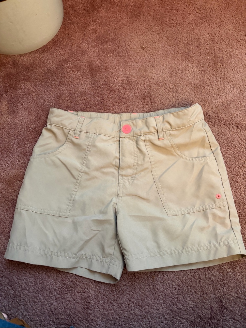 Classic Khaki Shorts with Pink Accent